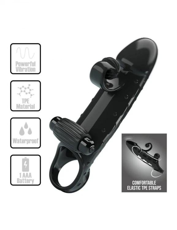 PRETTY LOVE - ROMANCE - VIBRATING PENIS SLEEVE BLACK