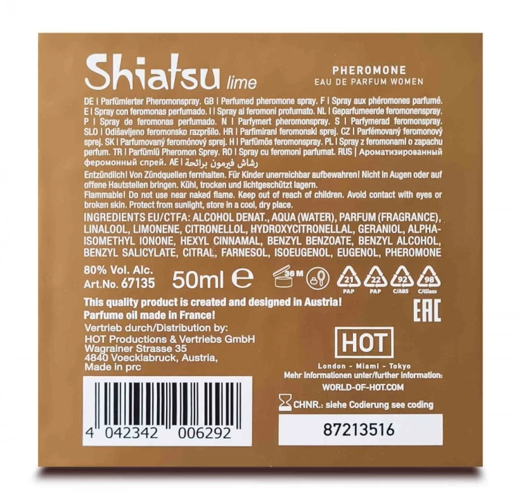 SHIATSU Pheromon Fragrance woman lime  50 ml