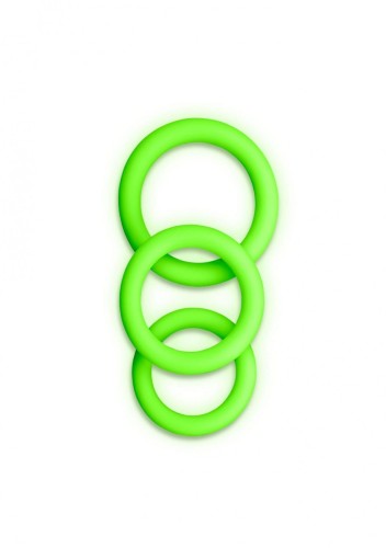 3 pcs Cock Ring Set - Glow in the Dark - Neon Green
