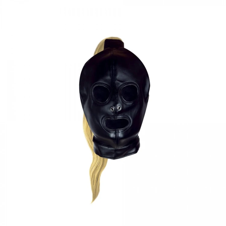 Mask with Blonde Ponytail - Black