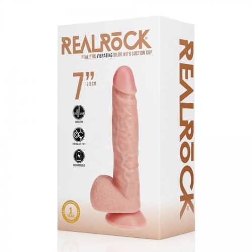 Vibrating Regular Straight Cock with Balls - 7" / 18 cm - Flesh