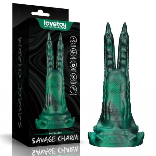 Savage Charm Double-Claw Vibrating Silicone Dildo