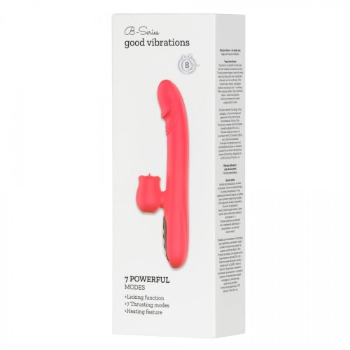 Silicone Vibrator 7 Powerful Modes -  Licking, 7 Thrusting Heating, Red