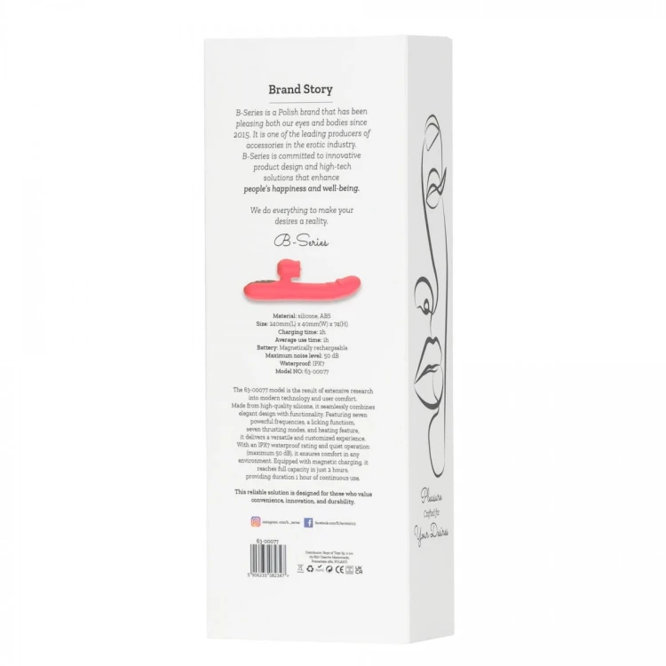 Silicone Vibrator 7 Powerful Modes -  Licking, 7 Thrusting Heating, Red