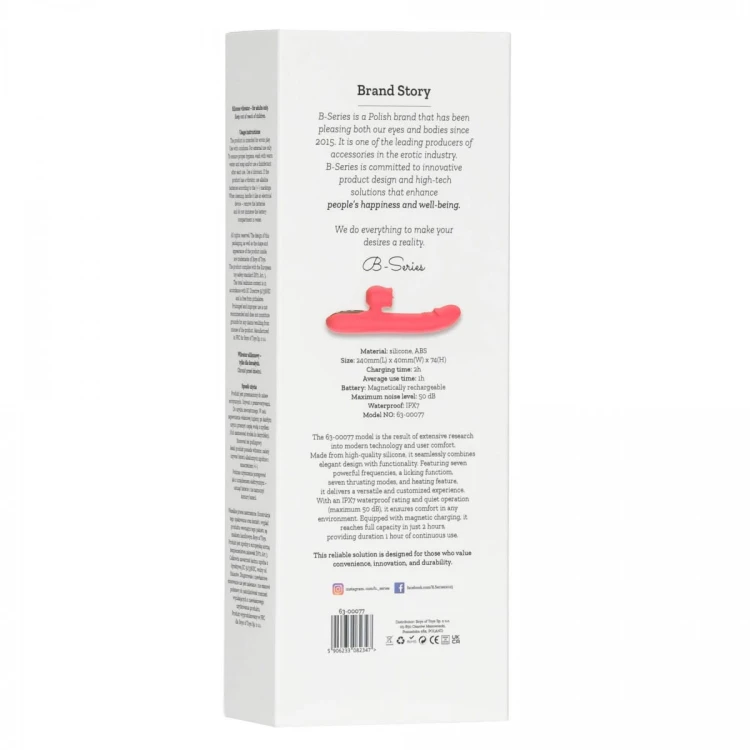 Silicone Vibrator 7 Powerful Modes -  Licking, 7 Thrusting Heating, Red