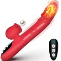 Silicone Vibrator 7 Powerful Modes -  Licking, 7 Thrusting Heating, Red