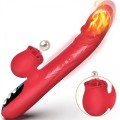 Silicone Vibrator 7 Powerful Modes -  Licking, 7 Thrusting Heating, Red