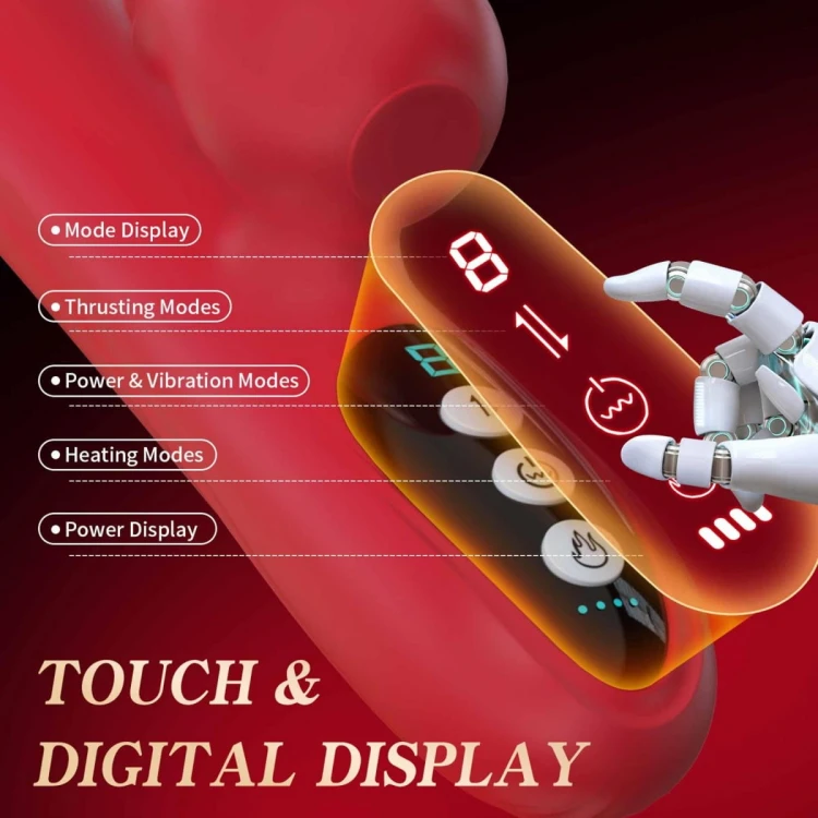 Silicone Vibrator 7 Powerful Modes -  Licking, 7 Thrusting Heating, Red