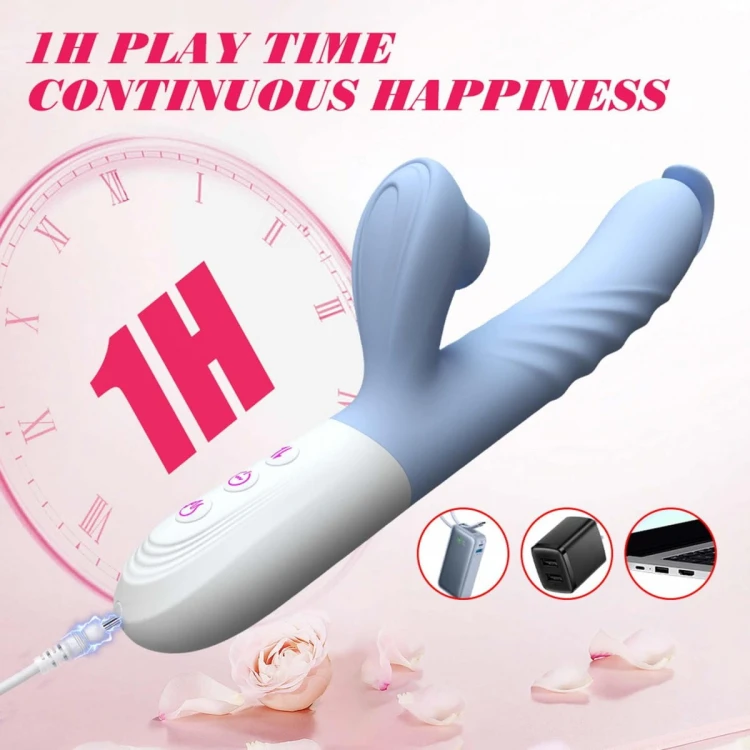 Silicone Vibrator 7 Powerful Modes -  Flapping and 7 Thrusting Heating