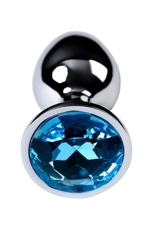 Silver anal plug TOYFA Metal,with a Topaz color gem