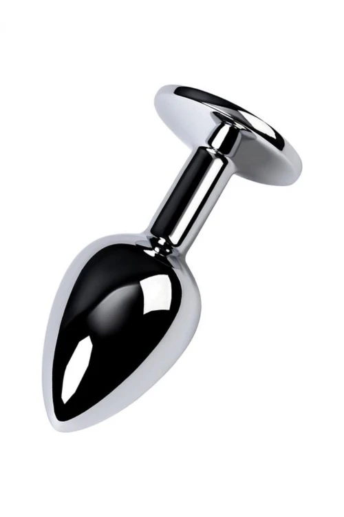 Silver anal plug with gem, blue