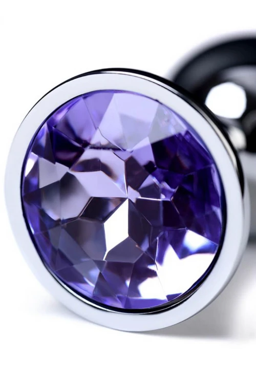 Silver anal plug with gem, blue