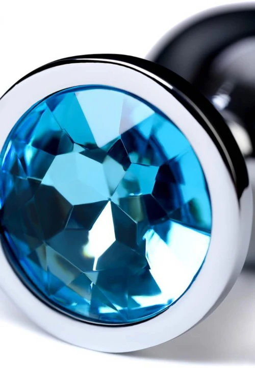 Silver anal plug with gem, turquoise