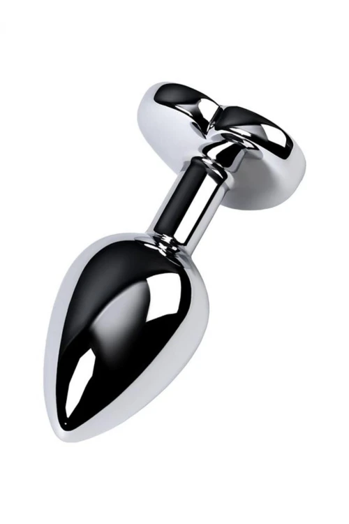 Silver anal plug with purple gem heart-shaped