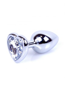 Plug-Jewellery Silver  Heart PLUG- Clear