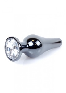 Plug-Jewellery Dark Silver BUTT PLUG- Clear