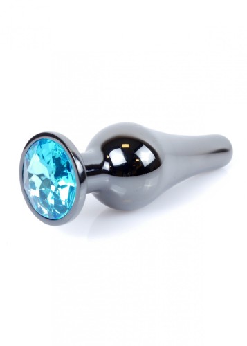 Plug-Jewellery Dark Silver BUTT PLUG- Light Blue