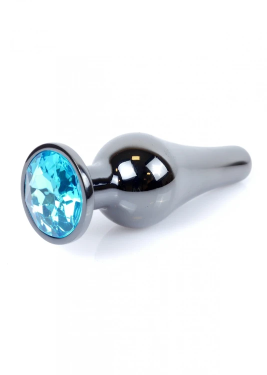 Plug-Jewellery Dark Silver BUTT PLUG- Light Blue