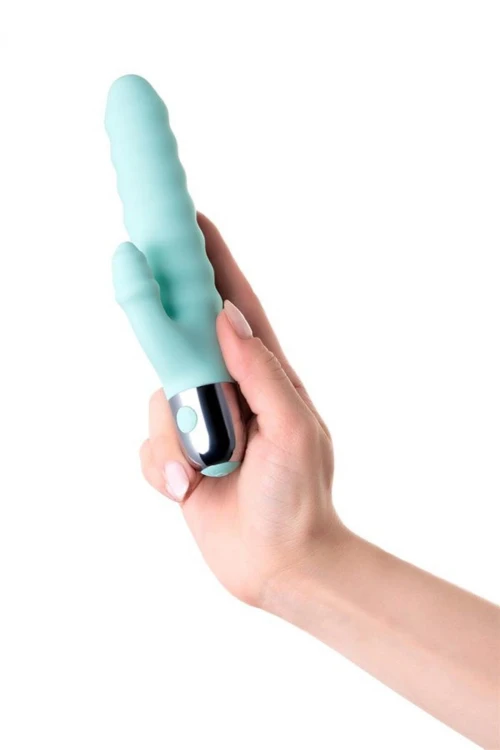 Relief vibrator with clitoral stimulation Flovetta Flax, silicone, mint, 17.5 cm