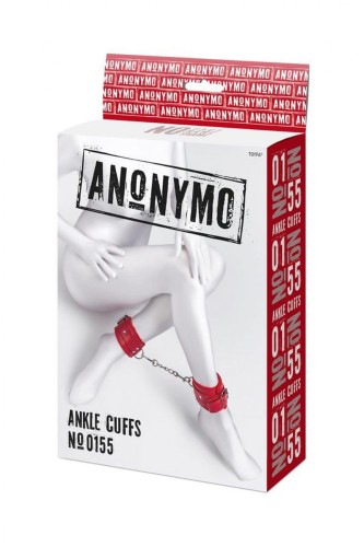 Anonymo handcuffs, PU leather, red, 27 cm