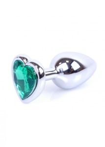 Plug-Jewellery Silver  Heart PLUG- Green