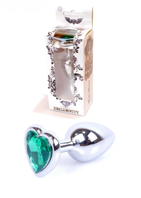 Plug-Jewellery Silver  Heart PLUG- Green