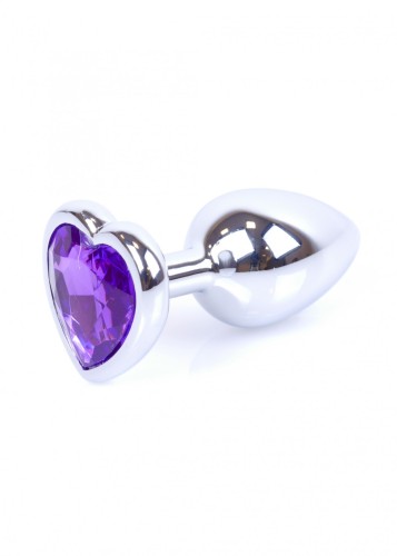 Plug-Jewellery Silver  Heart PLUG- Purple