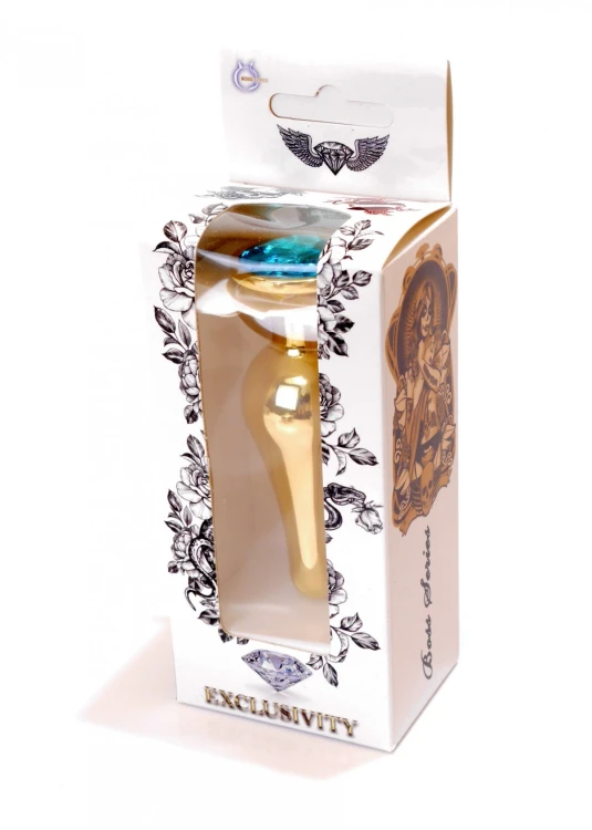 Plug-Jewellery Gold BUTT PLUG- Light Blue
