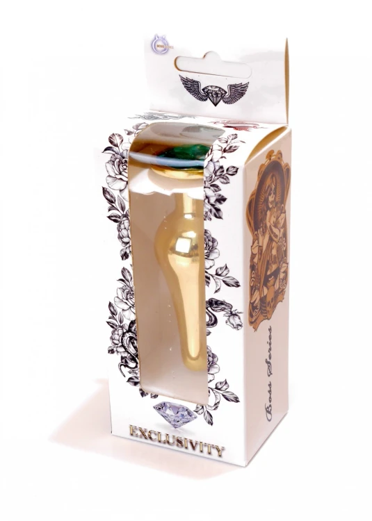 Plug-Jewellery Gold BUTT PLUG- Green