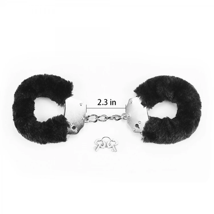 Fetish Pleasure Fluffy Handcuffs Black