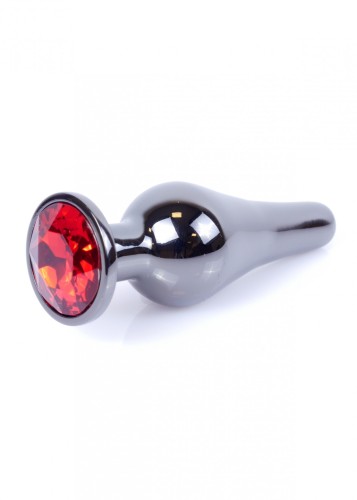 Plug-Jewellery Dark Silver BUTT PLUG- Red