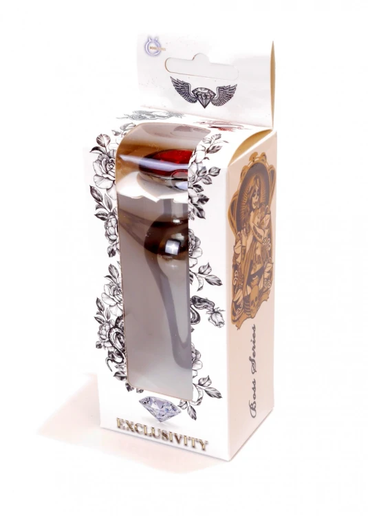 Plug-Jewellery Dark Silver BUTT PLUG- Red