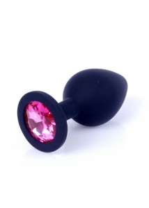 Plug-Jewellery Black Silicon PLUG Medium- Pink Diamond