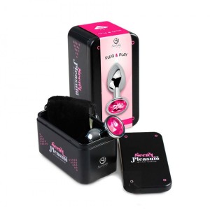 FUCHSIA JEWELLED METAL BUTT PLUG S