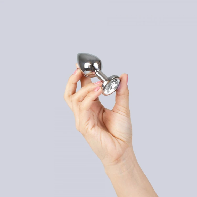 CLEAR CRYSTAL JEWELLED METAL BUTT PLUG
