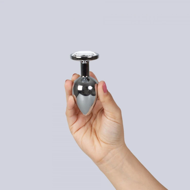 CLEAR CRYSTAL JEWELLED METAL BUTT PLUG