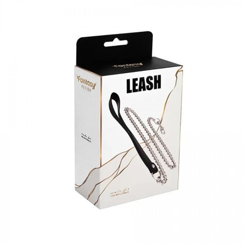Metal and leather chain leash