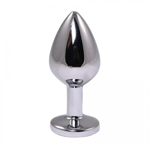 Silver Medium Butt Plug with Red Diamond