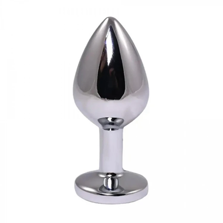 Silver Medium Butt Plug with Red Diamond