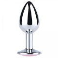 Silver Large Butt Plug with Pink Diamond