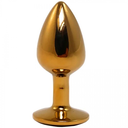 Gold Small Butt Plug with Black Diamond
