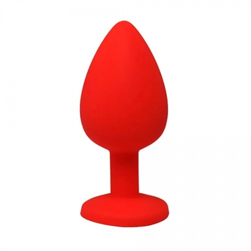 Red large butt plug with white crystal