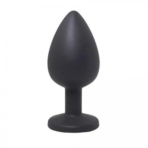 Black medium butt plug with white crystal