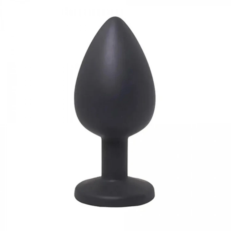 Black medium butt plug with white crystal