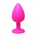 Pink medium butt plug with white crystal