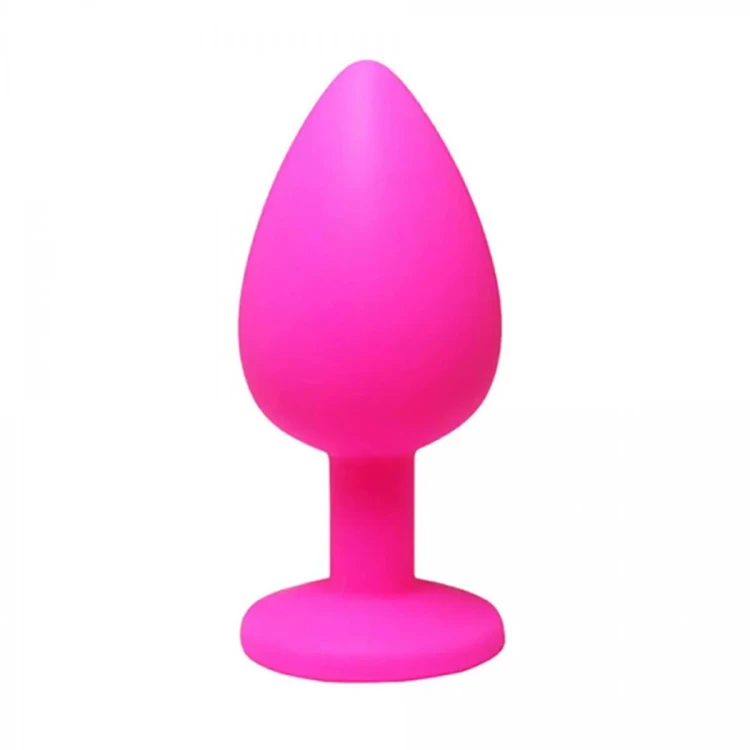 Pink medium butt plug with white crystal