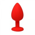 Red medium butt plug with white crystal