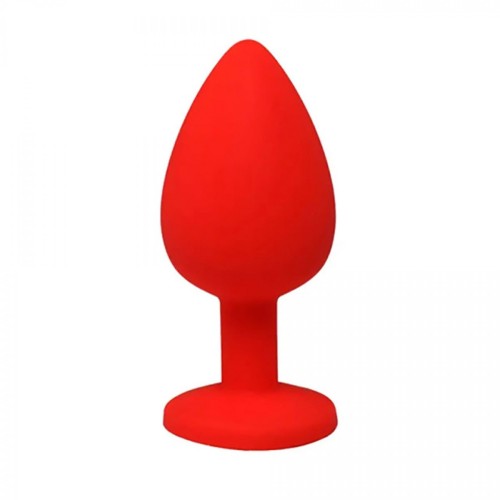 Red medium butt plug with white crystal