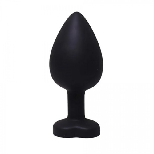 Black large heart-shaped butt plug with white crystal