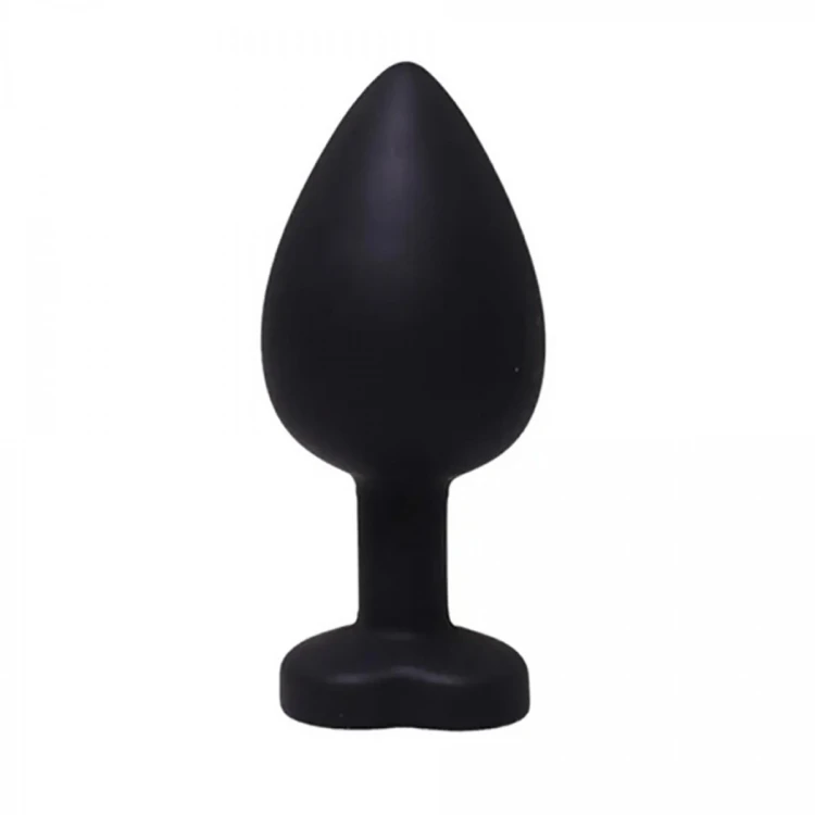 Black large heart-shaped butt plug with white crystal